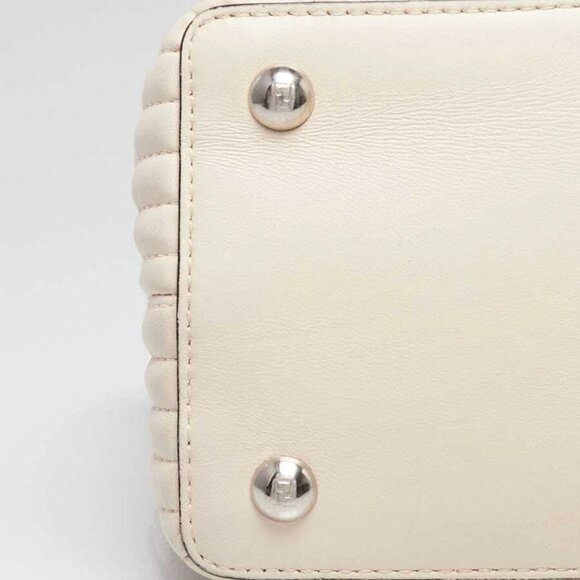 Fendi White Quilted Lambskin Leather Dotcom Click Small Shoulder Bag - 8BN299 - Picture 2 of 12